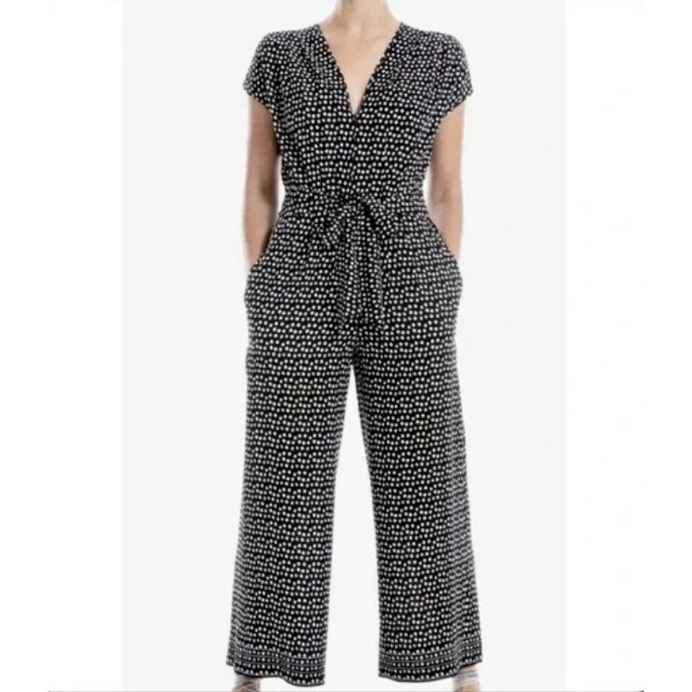 Max Studio Black Jumpsuit with White Dots